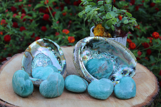 Amazonite works with heart chakra; used in meditation work