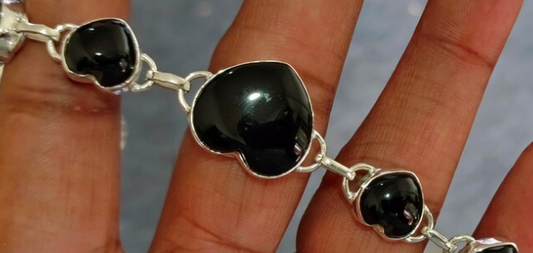 Black Onyx crystal jewelry; July birthstone gemstone jewelry