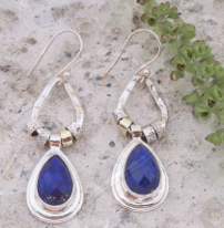 Earrings - Lapis Lazuli Crystal Stone - Sterling Silver