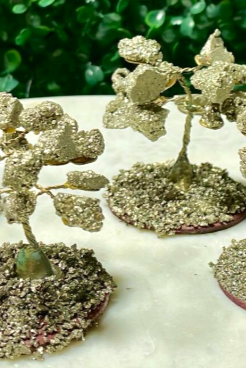 mini decor trees made with real pyrite; welcomes good luck and prosperity