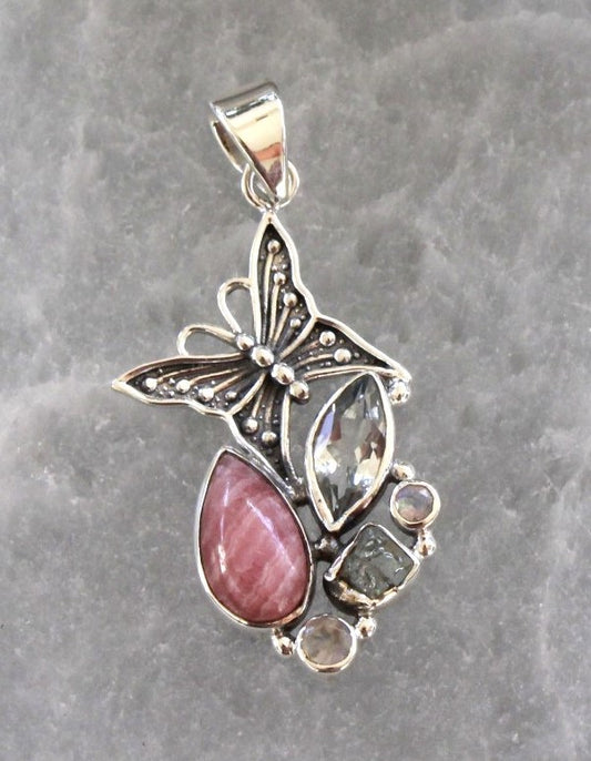 Rhodochrosite crystal jewelry; July birthstone jewelry