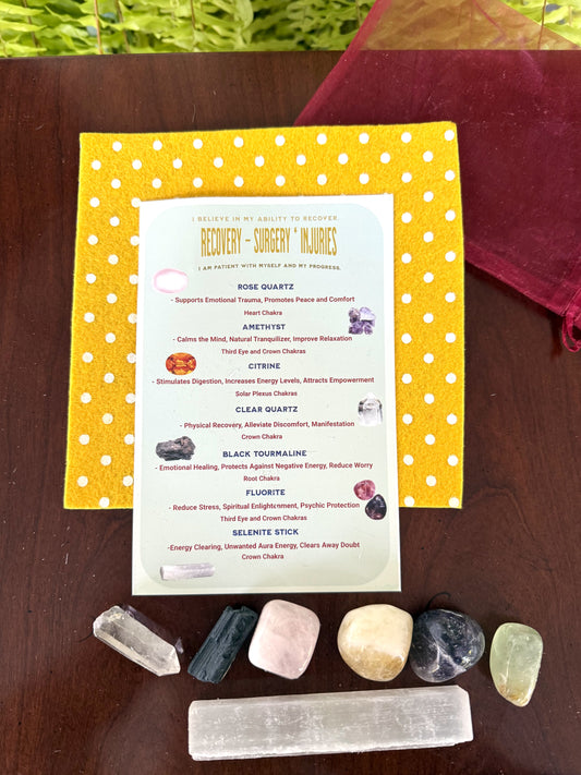 crystal intention card showing inspiration for recovery of surgery or injury