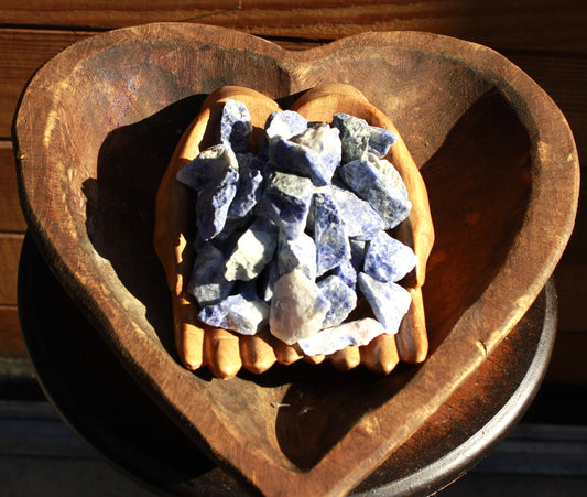 Sodalite known to enhance communication; associated with throat and third eye chakras