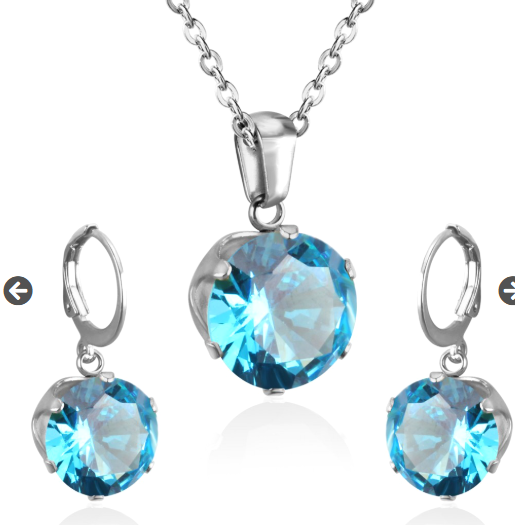 March Aquamarine birthstone jewelry set; Aquamarine opens the throat chakra