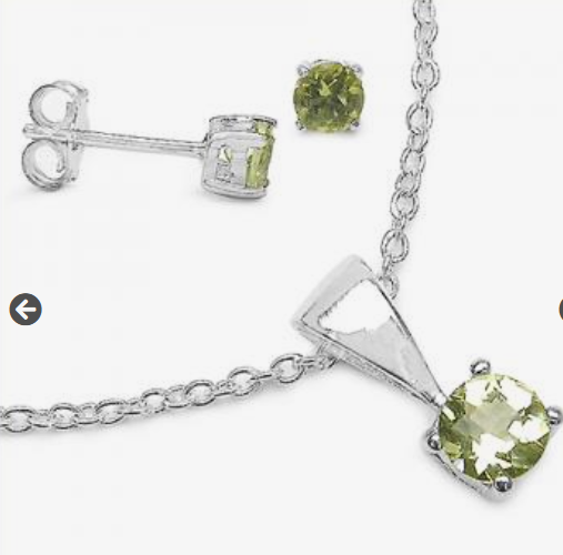 November gemstone jewelry; Green Topaz known for good fortune