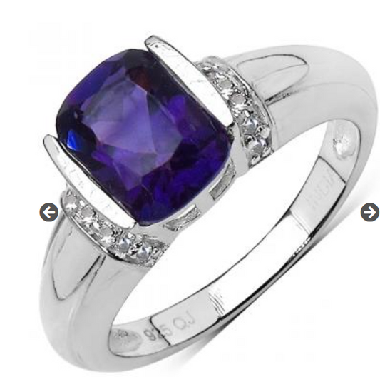 Cushion cut Amethyst and topaz ring; powerful for a variety of intentions