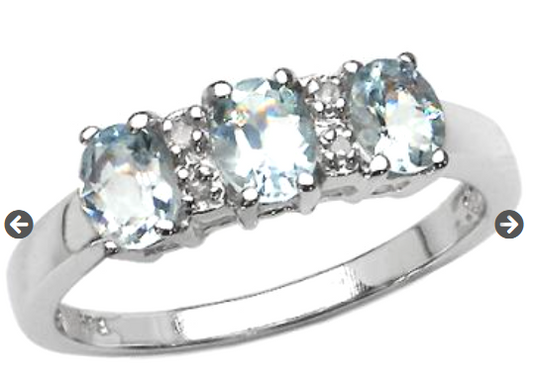 trendy aquamarine and diamonds ring; March birthstone
