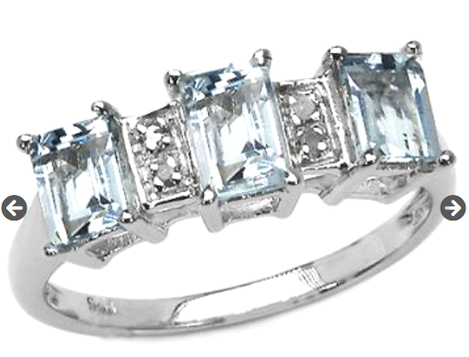 March birthstone statement ring; Aquamarine associated with Pisces zodiac said to offer protection and bring good fortune