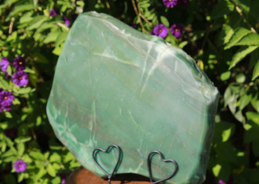thick slab of green aventurine for home decor ideas or display as art piece.