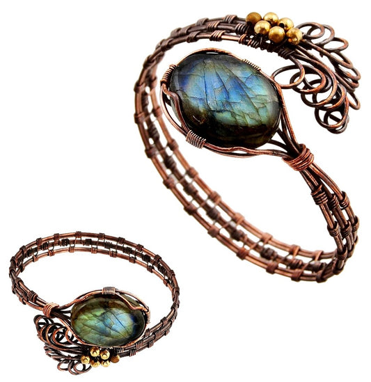 labradorite jewelry; copper wire jewelry