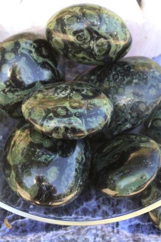 Kambaba Jasper known for its healing properties and works to clear the heart and root chakras