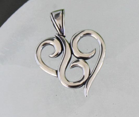 heart shaped sterling silver pendant; unique sterling silver pendant
