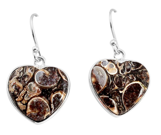 Earrings - Turritella, Fossil - snail agate - Sterling Silver