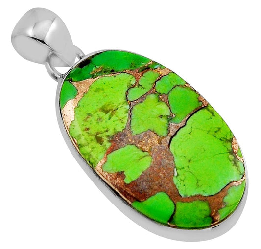 Pendant - Green Copper Turquoise oval pendant