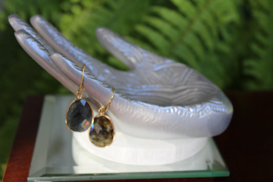 Earrings - Labradorite Crystal Stone