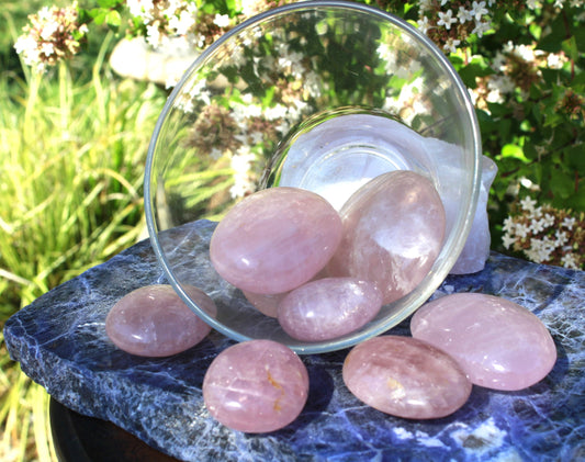 palm stone - Rose Quartz - large