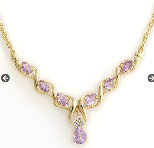 Gem Necklace Fine Jewelry - Gorgeous Womens 18K Yellow Gold Over Sterling Silver 7.69 CTW Amethyst and 0.12 CTW Diamonds 18 Inch Designer Necklace