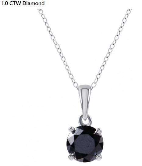 Gem Necklace Fine Jewelry - Gorgeous Womens White Gold Rhodium Over Sterling Silver 1.0 CTW Black Diamond 18 Inch Designer Necklace