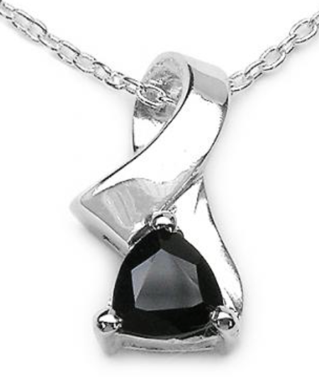 Gem Necklace Fine Jewelry - Gorgeous Womens Sterling Silver Black Sapphire 18 Inch Designer Necklace