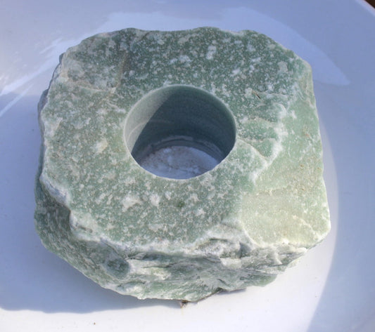 Candle Holder - Aventurine Crystal Stone - single