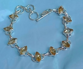 Bracelet - Citrine Crystal Stone - sterling silver