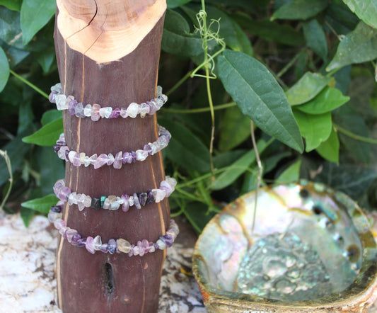 Bracelet - Amethyst Crystal Stone - chip bracelet