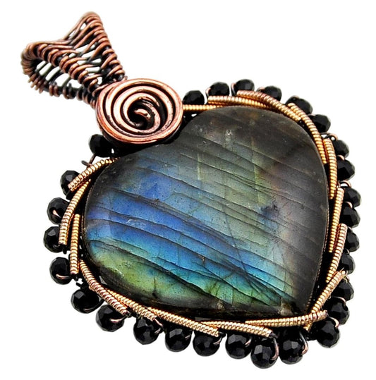 Pendant and Bracelet - copper wire Labradorite with Onyx set