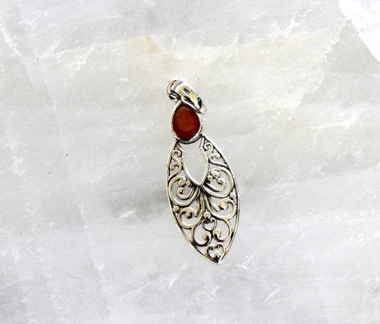 Pendant - Carnelian - sterling silver