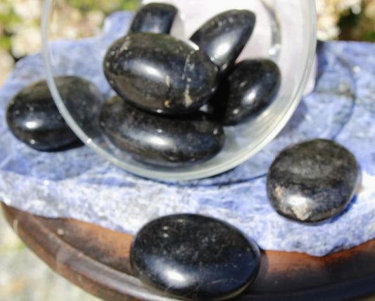 palm stone - Black Moonstone - large