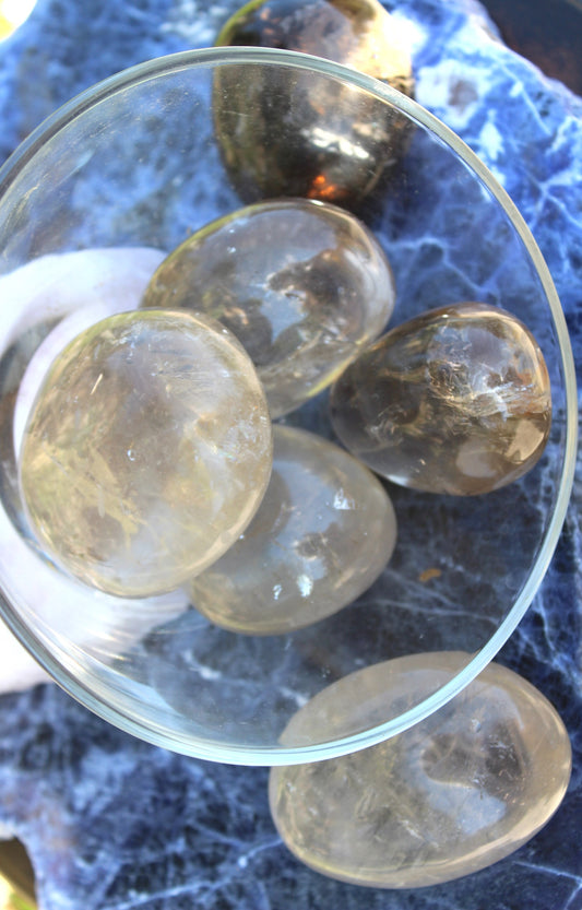 palm stone - Smoky Quartz - large