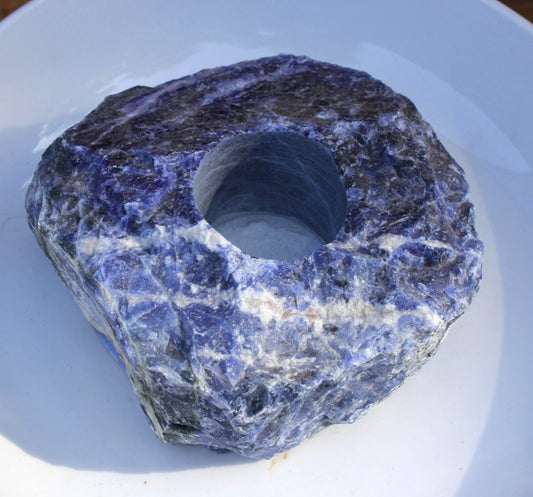 Candle Holder - Sodalite Crystal Stone - single