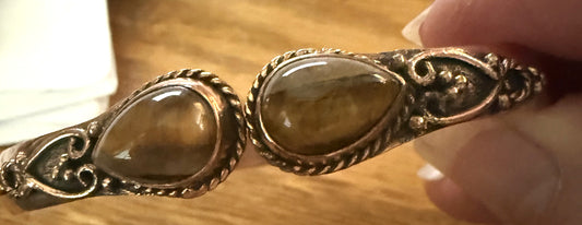 tiger's eye copper bangle bracelet 