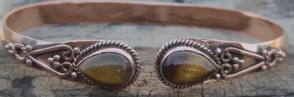 tiger's eye copper bangle bracelet.